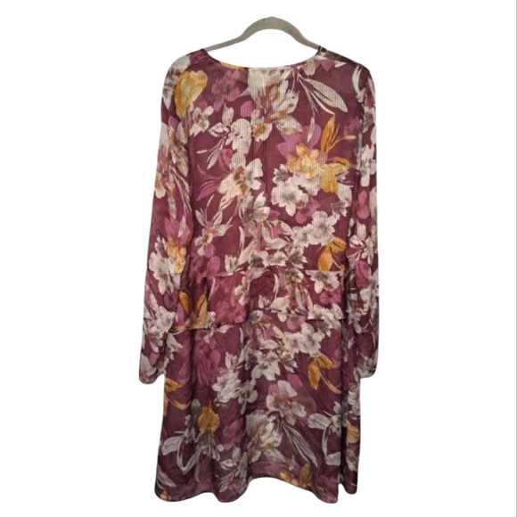 LOGO by Lori Goldstein Purple Sheer Floral Printed Woven Duster Size Medium - Picture 2 of 6
